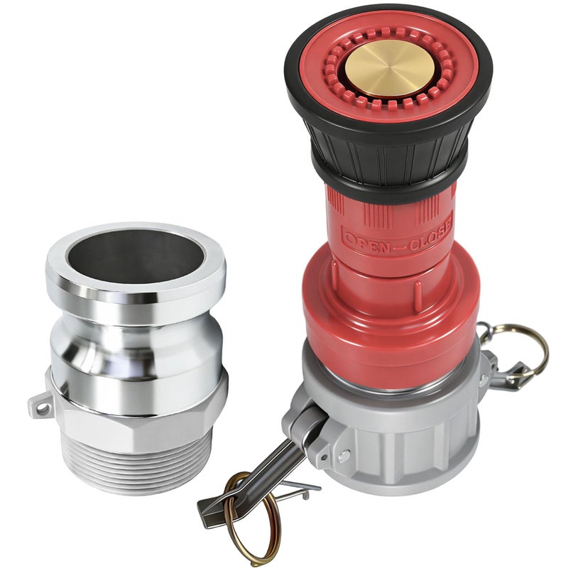 RosyOcean Heavey Duty 2" NPSH Fire Hose Nozzle with 2 x 2 Inch Aluminum Camlock Fittings Fire Equipment Industial Spray Jet Fog Nozzle - Image 1
